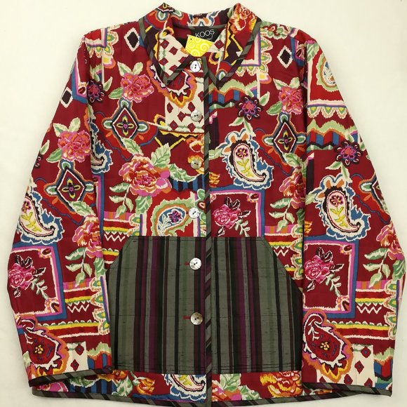 NWT Koos of Course Blazer Jacket Silk Floral Paisley Quilted Quilt Lined - Picture 1 of 8